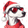 Christmas motif greyhound with sunglasses
