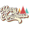 Retro Merry Christmas Rainbow Script