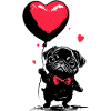 Carlin avec ballon cœur - Heartful Creatures