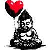 Buddha with Heart Balloon - Heartful Creatures