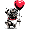 Carlin avec ballon cœur - Heartful Creatures