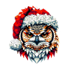 Polygon Art Owl Eagle Owl Christmas Hat Original