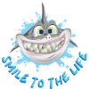 Sorridi alla vita, simpatico squalo sorridente in stile cartone animato
