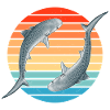 Tiger Shark Retro Sunset
