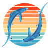 Blue Shark Retro Sunset