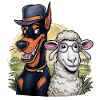 Cool Doberman with Sheep