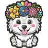Samoyed Dog with Flower Crown