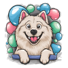 Samoyed dog with soap bubbles