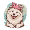 Cool Samoyède Chien avec Couronne