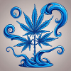 Blauer Hanfbaum mit Wasserdesign