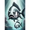 Schwarz-weißes gruseliges Fisch-Design