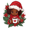 African Santa Woman Coffee Christmas