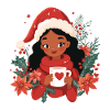 African Santa Woman Coffee Christmas