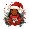 African Santa Woman Coffee Christmas