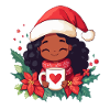 African Santa Woman Coffee Christmas