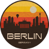 Berlin Skyline Retro Sunset