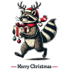 Merry Christmas Raccoon Illustration