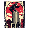 Funny chimpanzee climbs skyscraper