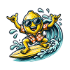 Surf Lemon avec chemise hawaïenne