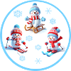 Winter pleasures, snowmen, skiing fun