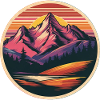 Retro Mountains Landscape