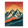 Retro Mountains with Sunset