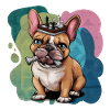 French bulldog playing chess