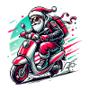 Cool Santa Claus on Scooter
