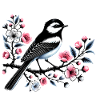 Chicadee on Blossoming Branch Design