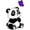 Panda mit fliegendem Schmetterling