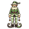 Elfo di Natale in costume bianco verde