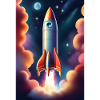 Fusée volant dans l’espace