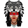 Indianer Girl, Wolf Head