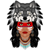 Indian Girl, Wolf Head