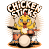 Pollo divertente su tamburi con le cosce