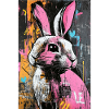 Graffiti bunny in neon frenzy