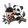 Kawaii Panda with Bubble Tea
