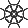 Forma del simbolo dell'icona del timone della nave. Segno del logo del timone della nave