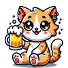 Cute Cat Drinking Beer