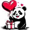 Ballon panda avec coeur - Heartful Creatures