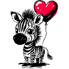 Ballon zèbre avec cœur - Heartful Creatures
