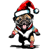 Dancing Pug with Santa Hat