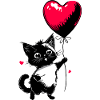 Cat with Heart Balloon - Heartful Creatures