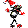 Dancing frog with Christmas hat