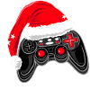 Gaming controller with Santa hat