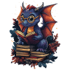 Drago viola con occhiali fantasia per gli amanti dei libri