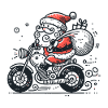 Père Noël dessiné à moto