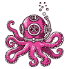 Pink Squid with Diving Helmet