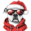 Christmas motif with a Staffy