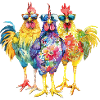 Drôle de poulets coq Cool Floral Pop Art Chemise colorée